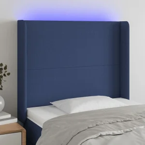 Hoofdbord | Hoofdeinde LED 93x16x118/128 cm stof blauw Hoofdbord | Hoofdeinde LED 93x16x118/128 cm stof blauw