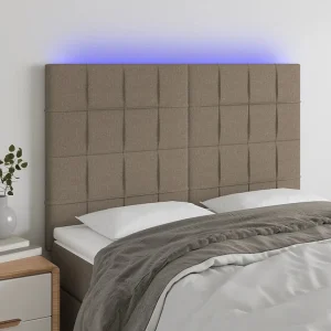 Hoofdbord | Hoofdeinde LED 144x5x118/128 cm stof taupe Hoofdbord | Hoofdeinde LED 144x5x118/128 cm stof taupe