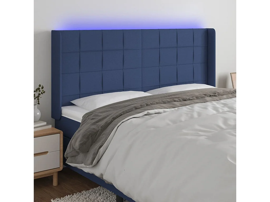 Hoofdbord | Hoofdeinde LED 183x16x118/128 cm stof blauw