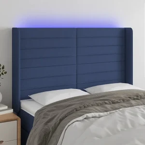 Hoofdbord | Hoofdeinde LED 147x16x118/128 cm stof blauw