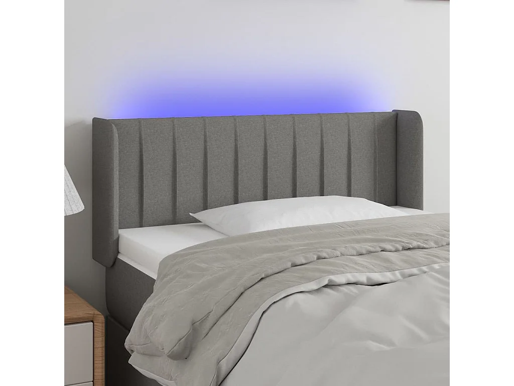 Hoofdbord | Hoofdeinde LED 93x16x78/88 cm stof donkergrijs