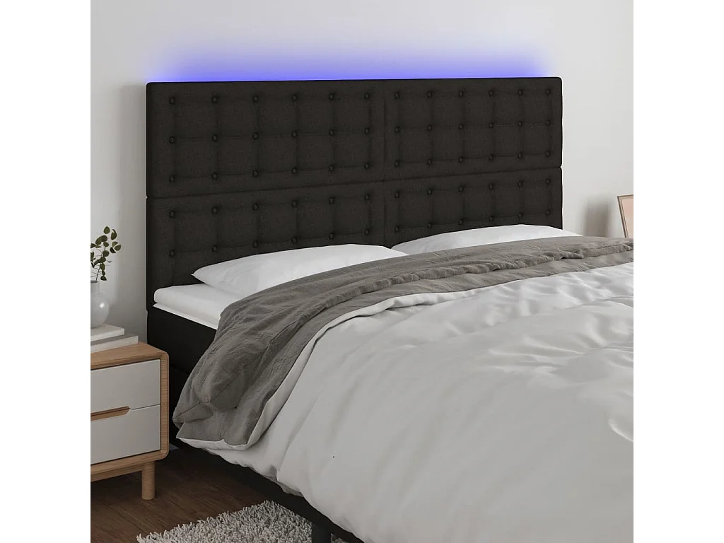 Hoofdbord | Hoofdeinde LED 180x5x118/128 cm stof zwart