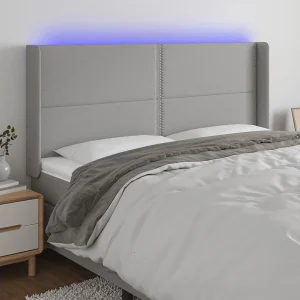 Hoofdbord | Hoofdeinde LED 203x16x118/128 cm stof lichtgrijs