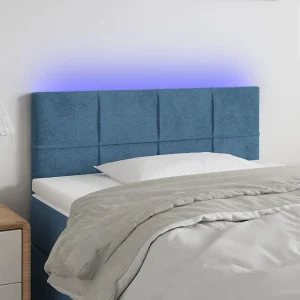 Hoofdbord | Hoofdeinde LED 80x5x78/88 cm fluweel donkerblauw
