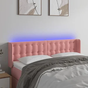 Hoofdbord | Hoofdeinde LED 147x16x78/88 cm fluweel roze