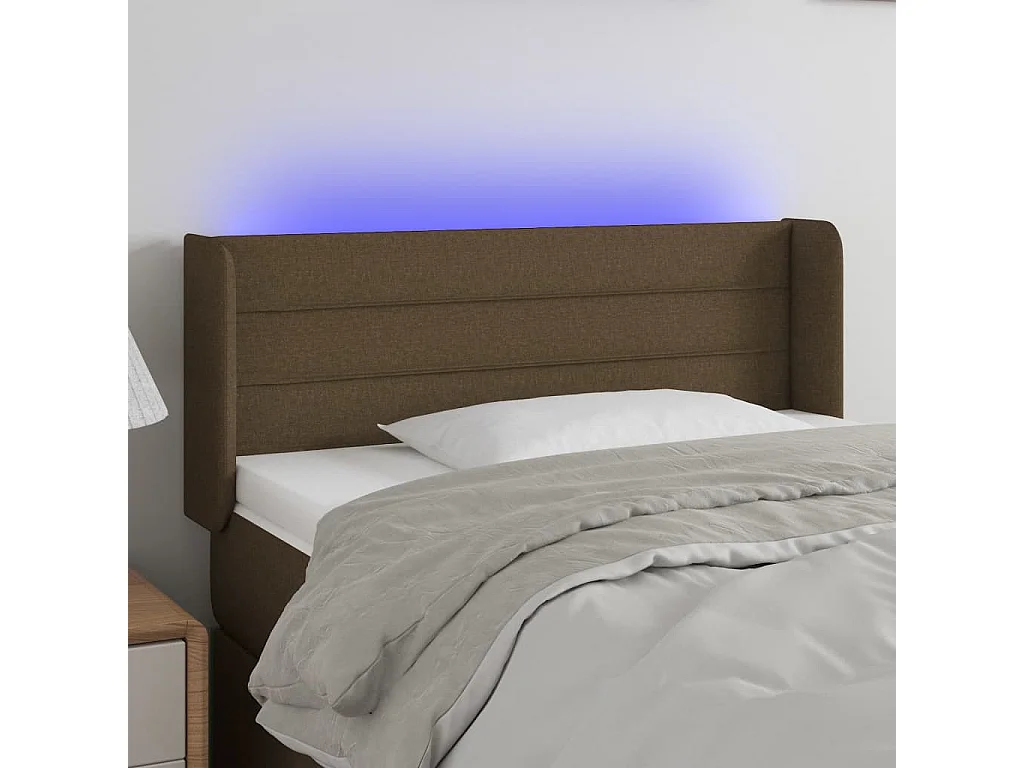 Hoofdbord | Hoofdeinde LED 103x16x78/88 cm stof donkerbruin