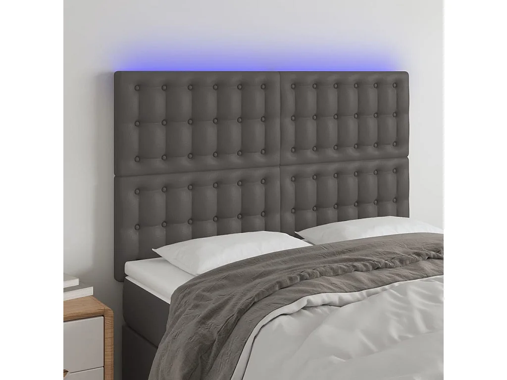 Hoofdbord | Hoofdeinde LED 144x5x118/128 cm kunstleer grijs