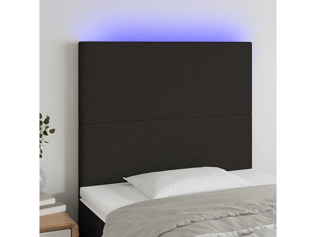 Hoofdbord | Hoofdeinde LED 100x5x118/128 cm stof zwart