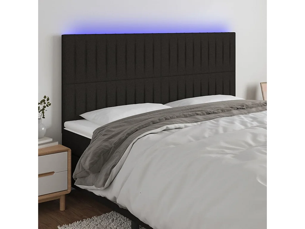 Hoofdbord | Hoofdeinde LED 160x5x118/128 cm stof zwart