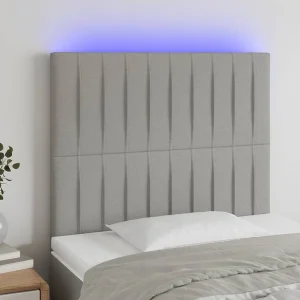 Hoofdbord | Hoofdeinde LED 100x5x118/128 cm stof lichtgrijs Hoofdbord | Hoofdeinde LED 100x5x118/128 cm stof lichtgrijs