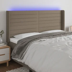 Hoofdbord | Hoofdeinde LED 183x16x118/128 cm stof taupe Hoofdbord | Hoofdeinde LED 183x16x118/128 cm stof taupe