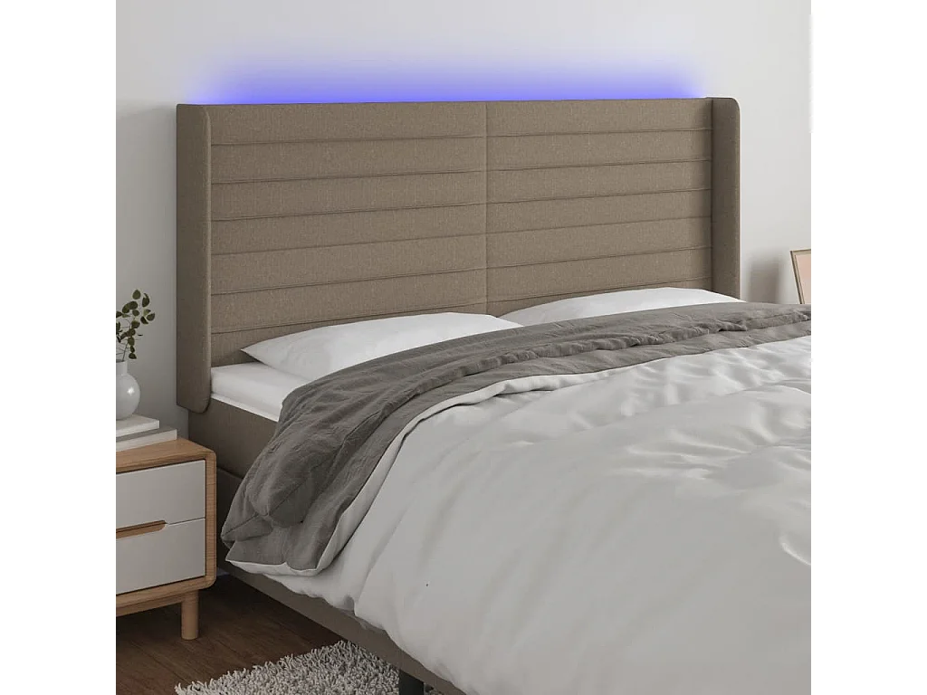 Hoofdbord | Hoofdeinde LED 183x16x118/128 cm stof taupe