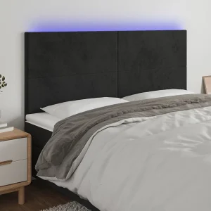 Hoofdbord | Hoofdeinde LED 180x5x118/128 cm fluweel zwart Hoofdbord | Hoofdeinde LED 180x5x118/128 cm fluweel zwart