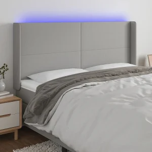 Hoofdbord | Hoofdeinde LED 183x16x118/128 cm stof lichtgrijs Hoofdbord | Hoofdeinde LED 183x16x118/128 cm stof lichtgrijs