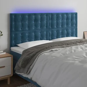 Hoofdbord | Hoofdeinde LED 160x5x118/128 cm fluweel donkerblauw Hoofdbord | Hoofdeinde LED 160x5x118/128 cm fluweel donkerblauw