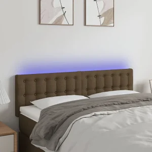 Hoofdbord | Hoofdeinde LED 144x5x78/88 cm stof donkerbruin