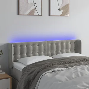 Hoofdbord | Hoofdeinde LED 147x16x78/88 cm fluweel lichtgrijs