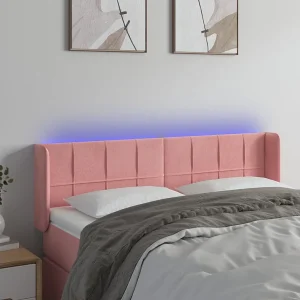 Hoofdbord | Hoofdeinde LED 147x16x78/88 cm fluweel roze