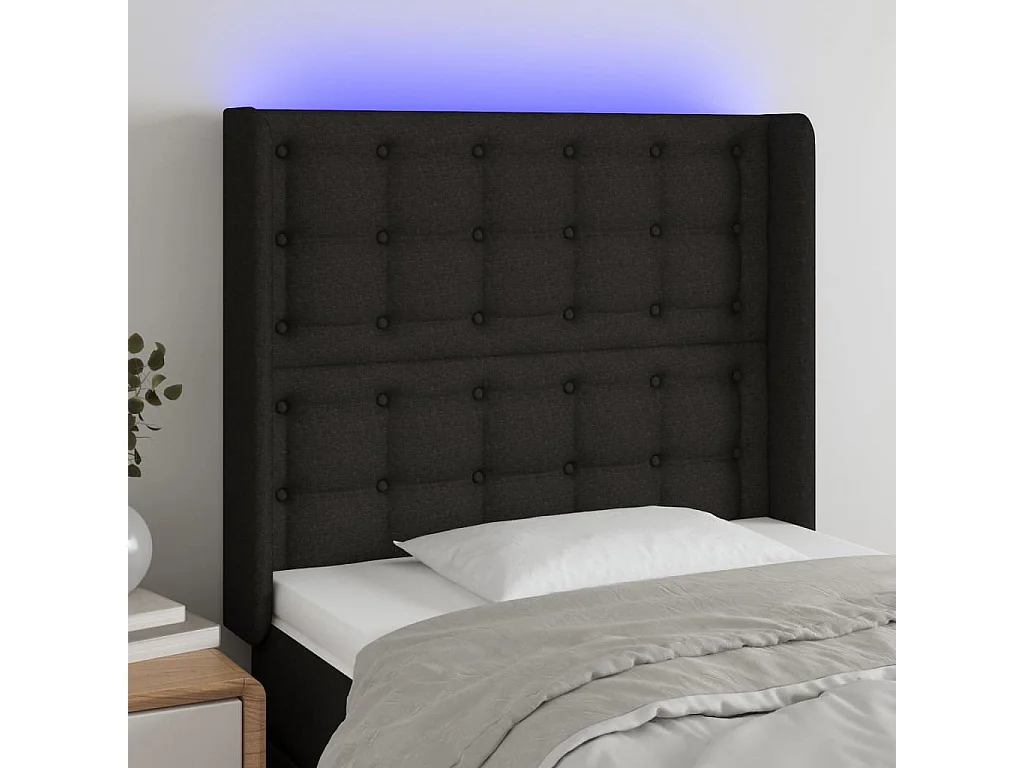 Hoofdbord | Hoofdeinde LED 83x16x118/128 cm stof zwart
