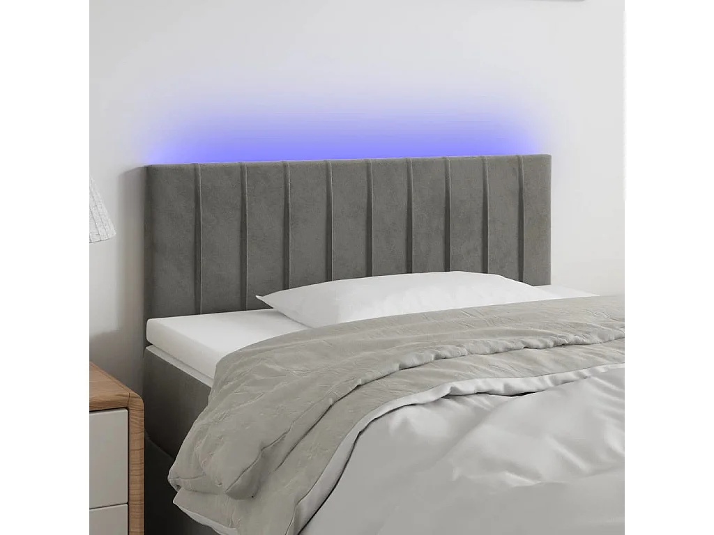 Hoofdbord | Hoofdeinde LED 80x5x78/88 cm fluweel lichtgrijs