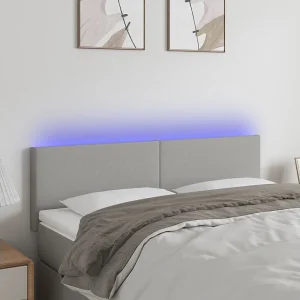 Hoofdbord | Hoofdeinde LED 144x5x78/88 cm stof lichtgrijs