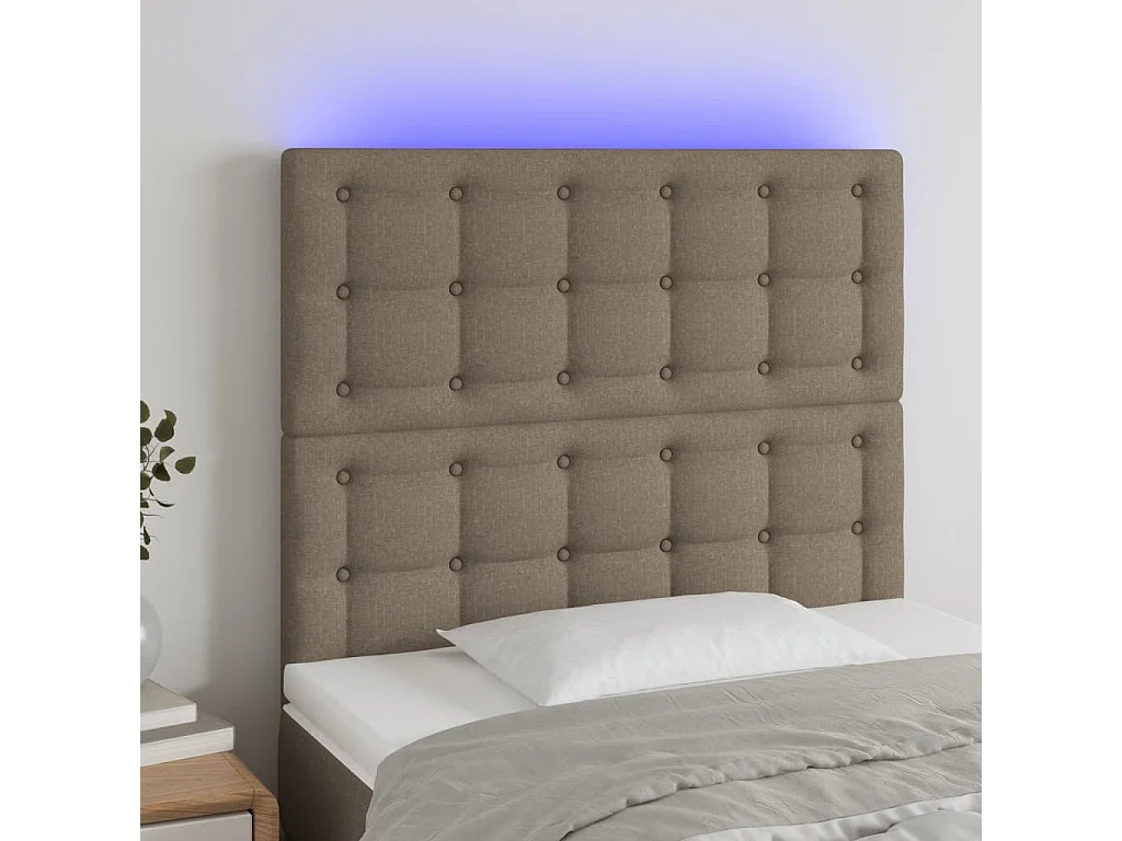 Hoofdbord | Hoofdeinde LED 100x5x118/128 cm stof taupe