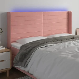 Hoofdbord | Hoofdeinde LED 183x16x118/128 cm fluweel roze