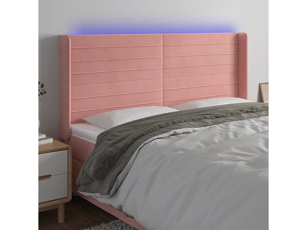 Hoofdbord | Hoofdeinde LED 183x16x118/128 cm fluweel roze