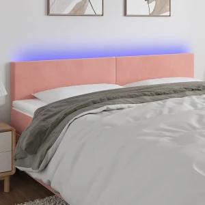 Hoofdbord | Hoofdeinde LED 200x5x78/88 cm fluweel roze Hoofdbord | Hoofdeinde LED 200x5x78/88 cm fluweel roze
