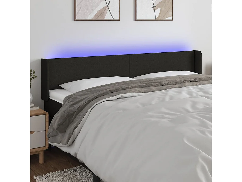 Hoofdbord | Hoofdeinde LED 163x16x78/88 cm stof zwart