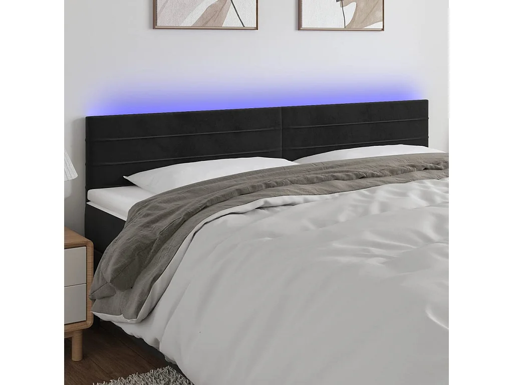 Hoofdbord | Hoofdeinde LED 180x5x78/88 cm fluweel zwart
