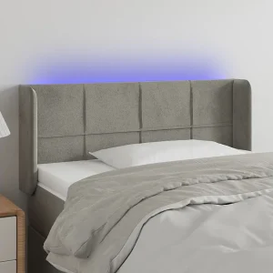 Hoofdbord | Hoofdeinde LED 103x16x78/88 cm fluweel lichtgrijs Hoofdbord | Hoofdeinde LED 103x16x78/88 cm fluweel lichtgrijs
