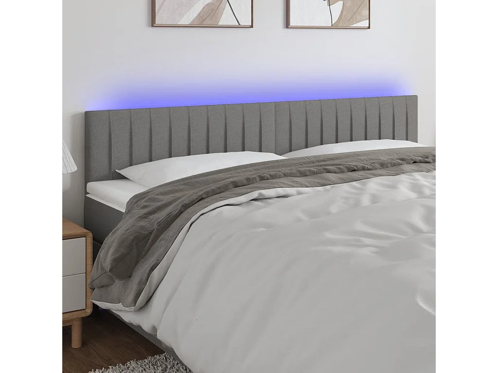 Hoofdbord | Hoofdeinde LED 180x5x78/88 cm stof donkergrijs