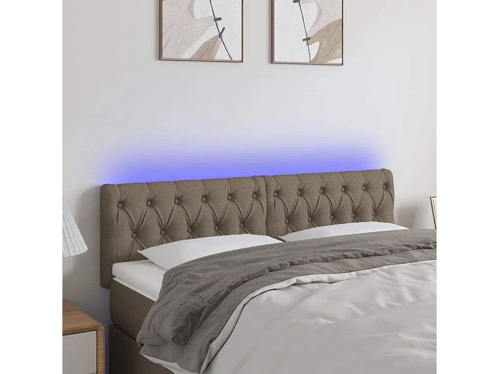 Hoofdbord | Hoofdeinde LED 160x7x78/88 cm stof taupe
