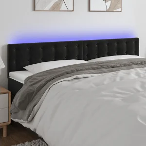Hoofdbord | Hoofdeinde LED 180x5x78/88 cm fluweel zwart Hoofdbord | Hoofdeinde LED 180x5x78/88 cm fluweel zwart