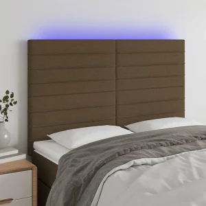 Hoofdbord | Hoofdeinde LED 144x5x118/128 cm stof donkerbruin Hoofdbord | Hoofdeinde LED 144x5x118/128 cm stof donkerbruin
