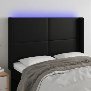 Hoofdbord | Hoofdeinde LED 147x16x118/128 cm kunstleer zwart