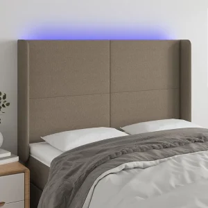 Hoofdbord | Hoofdeinde LED 147x16x118/128 cm stof taupe