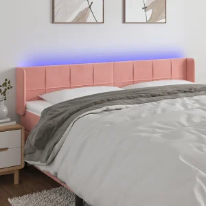 Hoofdbord | Hoofdeinde LED 163x16x78/88 cm fluweel roze Hoofdbord | Hoofdeinde LED 163x16x78/88 cm fluweel roze