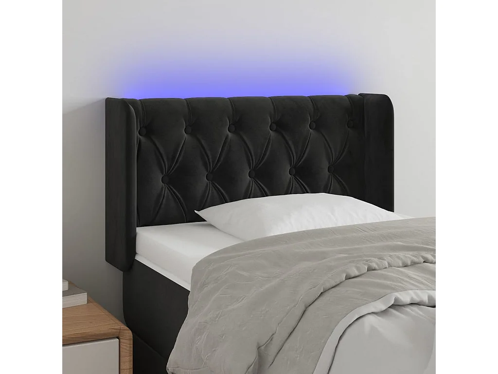 Hoofdbord | Hoofdeinde LED 83x16x78/88 cm fluweel zwart