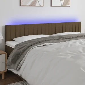 Hoofdbord | Hoofdeinde LED 180x5x78/88 cm stof donkerbruin Hoofdbord | Hoofdeinde LED 180x5x78/88 cm stof donkerbruin