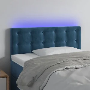 Hoofdbord | Hoofdeinde LED 80x5x78/88 cm fluweel donkerblauw
