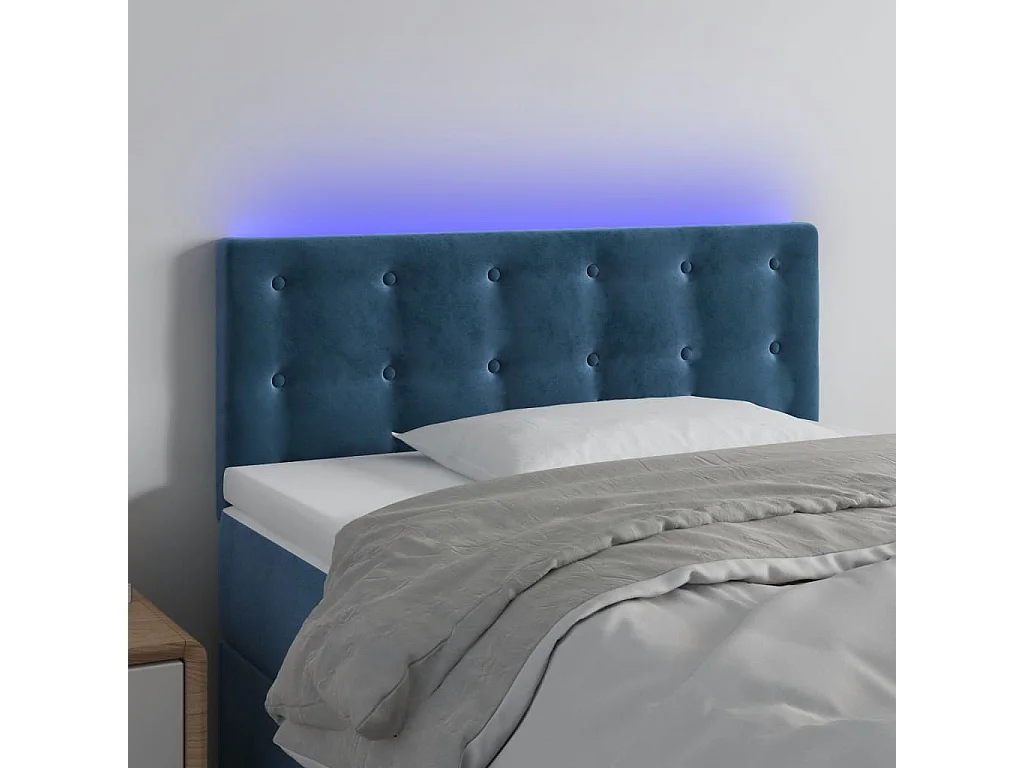Hoofdbord | Hoofdeinde LED 80x5x78/88 cm fluweel donkerblauw