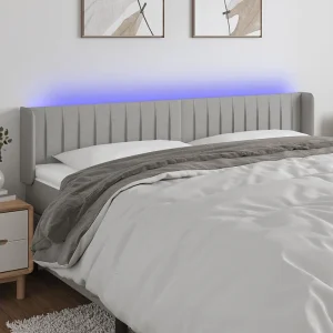 Hoofdbord | Hoofdeinde LED 183x16x78/88 cm stof lichtgrijs
