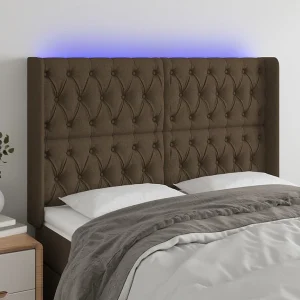 Hoofdbord | Hoofdeinde LED 163x16x118/128 cm stof donkerbruin Hoofdbord | Hoofdeinde LED 163x16x118/128 cm stof donkerbruin