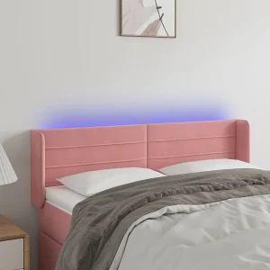 Hoofdbord | Hoofdeinde LED 147x16x78/88 cm fluweel roze