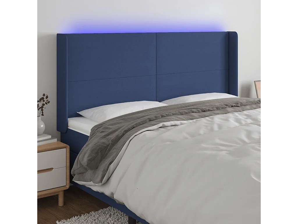 Hoofdbord | Hoofdeinde LED 183x16x118/128 cm stof blauw