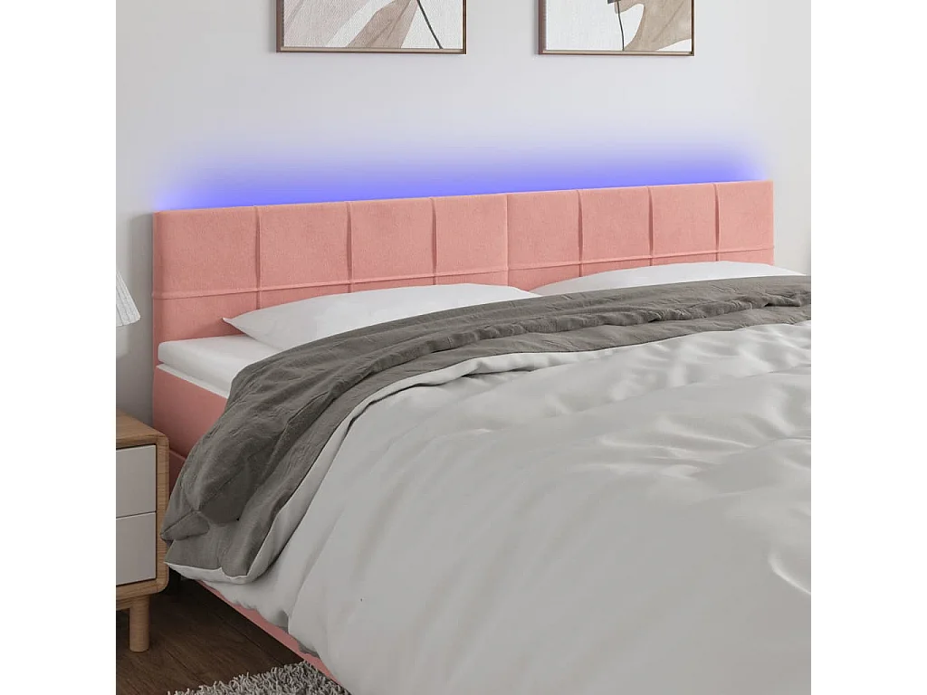 Hoofdbord | Hoofdeinde LED 160x5x78/88 cm fluweel roze