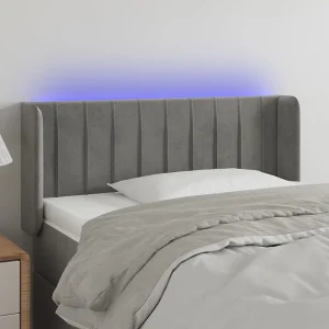 Hoofdbord | Hoofdeinde LED 83x16x78/88 cm fluweel lichtgrijs