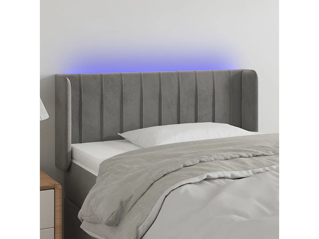 Hoofdbord | Hoofdeinde LED 83x16x78/88 cm fluweel lichtgrijs